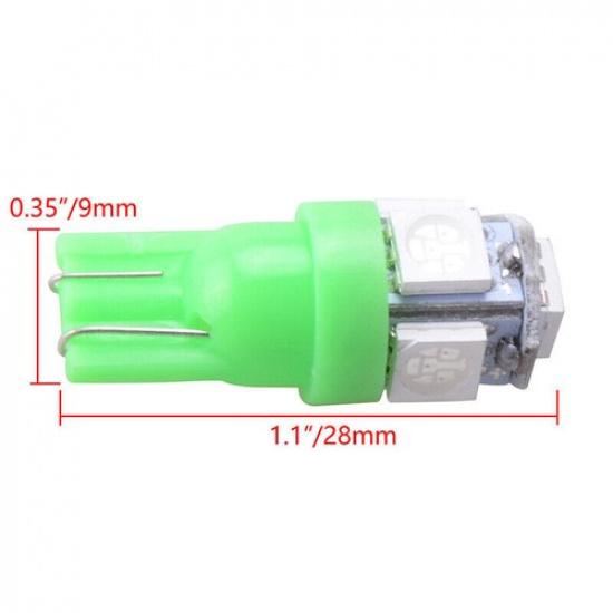 20 шт. T10 5050 5SMD Светодиодные лампы для салона, купола, карты, приборной панели, зеленые