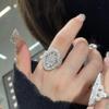 Medieval Retro Style Daisy Slightly Inlaid Diamond Ring Lace Design Oval Personality Simple And Versatile Light Luxury Index Finger Ring