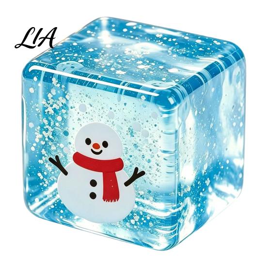Holiday Desk Toy Christmas Clear Cube Squeeze Toy, Santa Claus Tree Snowman Pattern Stress Cube, Slow Rising Sensory for Party Favors Quiet Relief