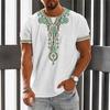 Summer Vintage Ethnic T-shirt 3D Printed O-Neck Men's Top Large Short Sleeve T-shirt Loose Street Wear