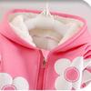 Children's Plus Velvet Thick Solid Color Flower Fashion Suit Girl Baby Autumn and Winter Children's Hooded Suit Cotton Coat