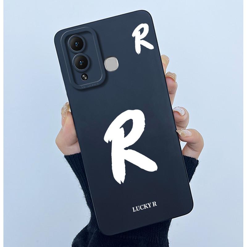For Infinix Hot 12 Play Hot 12 X6816 X6816C Case Cover Lucky Initial Letter Soft Matte Phone Bumper for Infinix Hot 12i X665B