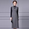 Zhili 2025 V-Neck Gray Slim Fit Midi Vest Dress - Simple, Elegant Spring Style