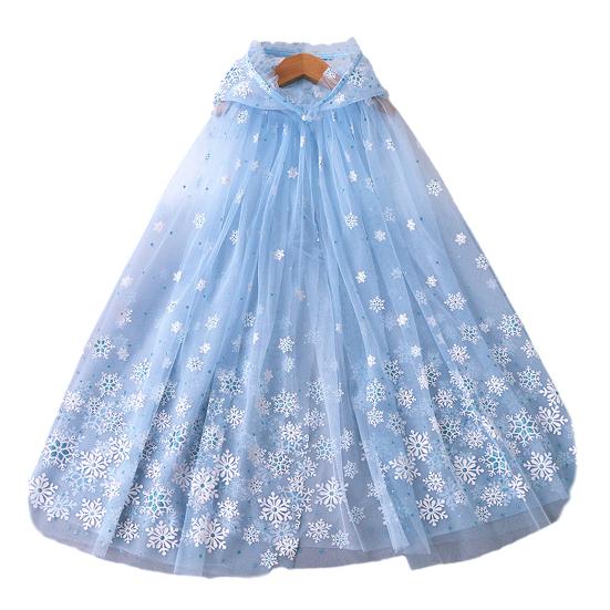 Плащ с капюшоном для девочек, звезда, снежинки, павлиньи перья, прозрачный тюль с рюшами, сценический костюм для косплея, детское платье, накидка принцессы, шаль