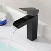 Black/Nickel  Bathroom Waterfall Basin Faucet 304 Stainless Steel Deck Mount Single Handle Hot Cold Mixer Tap Single Handle