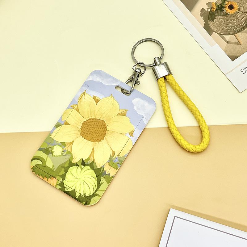 Чехол с мультяшным принтом, идентификационная бирка, чехол для рабочей карты с эластичным ремешком на запястье, держатель для бейджа, чехол для деловой карты доступа