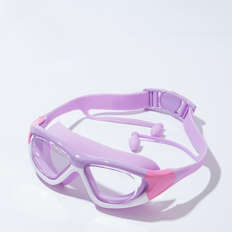 Детские водонепроницаемые и противотуманные очки для плавания с большой оправой, удобные очки, силиконовые беруши