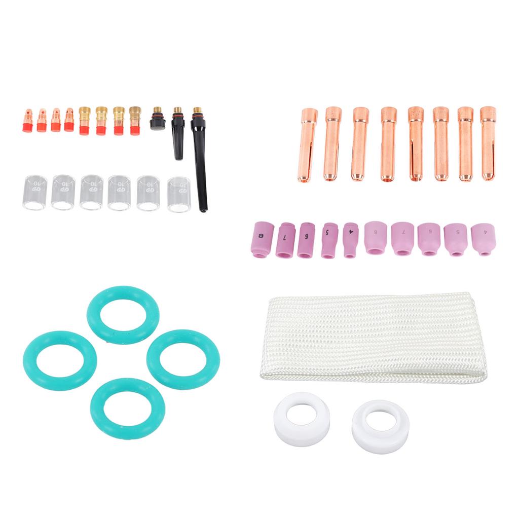 56Pcs TIG Welding Torch Accessories Kit Ceramic Nozzle Glass Cup Holder Equipment for WP17 18 26