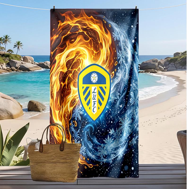 Пляжное полотенце с принтом футбольного клуба Leeds United, большое, мягкое, быстросохнущее, для пляжа, кемпинга, плавания