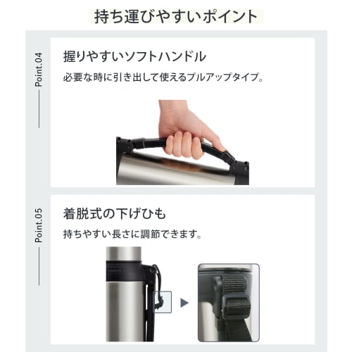 The-peacock AXT-2001 XA, a 1.96L Water Bottle with a Wide Mouth and Handle, Perfect for Keeping Hot or Cold Drinks.