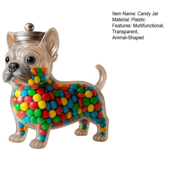 Конфетница в форме животного Герметичная банка для хранения с крышкой Милый прозрачный дизайн кошки и собаки Банка для закусок для кухонной столешницы шкафа