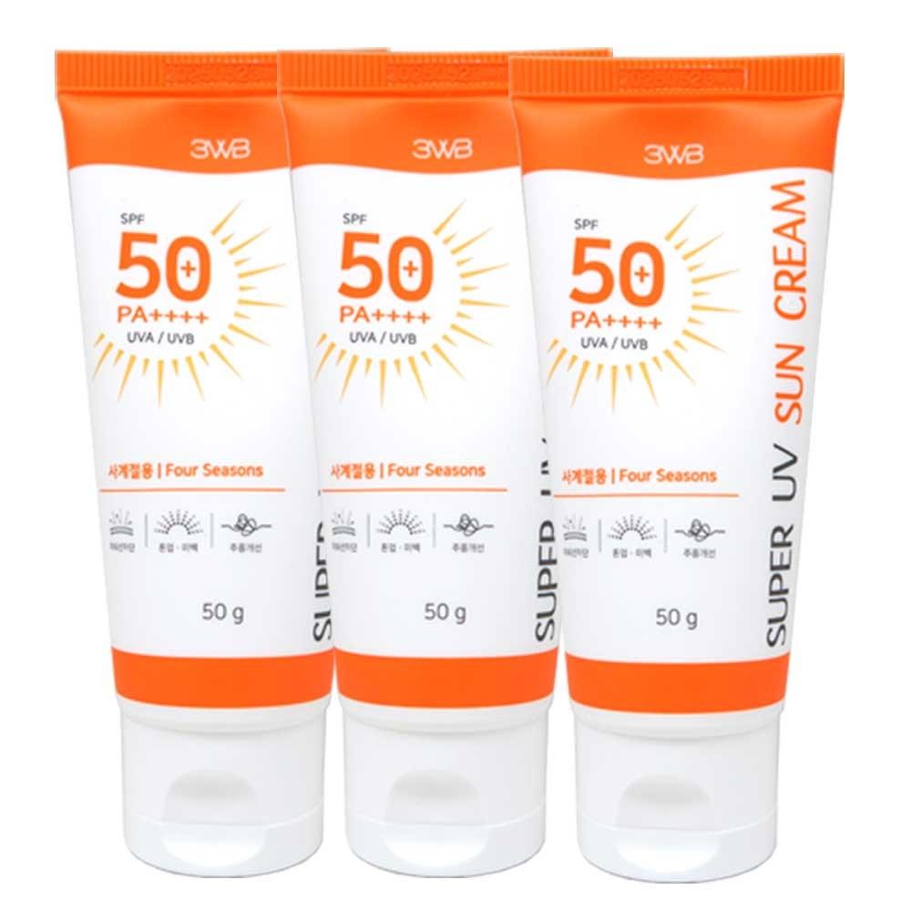 Солнцезащитный крем Super UV SPF 50+ PA++++ Защита от ультрафиолета, отбеливающий, тонизирующий, разглаживающий морщины, солнцезащитный крем, 50 г, 3 шт.