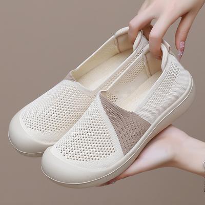Летние новые старые пекинские тканевые туфли женские сетчатые туфли сетчатые полые дышащие легкие туфли для мамы мягкая подошва нескользящие повседневные туфли