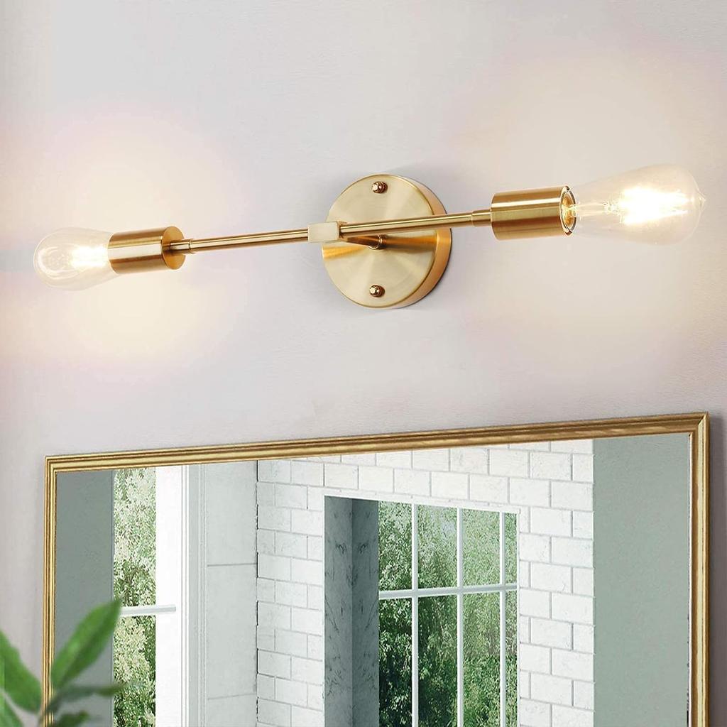 Chende Brass Wall Light, Retro Two-Light Wall Lamp, E26 Gold, for Bathrooms, Bathroom Mirrors, and Rooms, "Wall-2Light-Gold-JP"