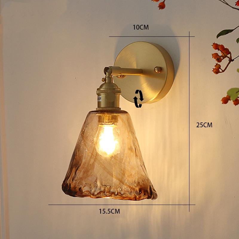 Скандинавский стиль ретро японский стиль латунный стеклянный настенный светильник домашний бар ресторан спальня ночник креативная индивидуальная настенная лампа