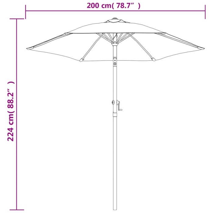 VidaXL Parasol Extérieur Parasol de Patio Parasol de Terrasse Parasol de Jardin Pare-soleil Arrière-cour Taupe 200x224 cm 47207
