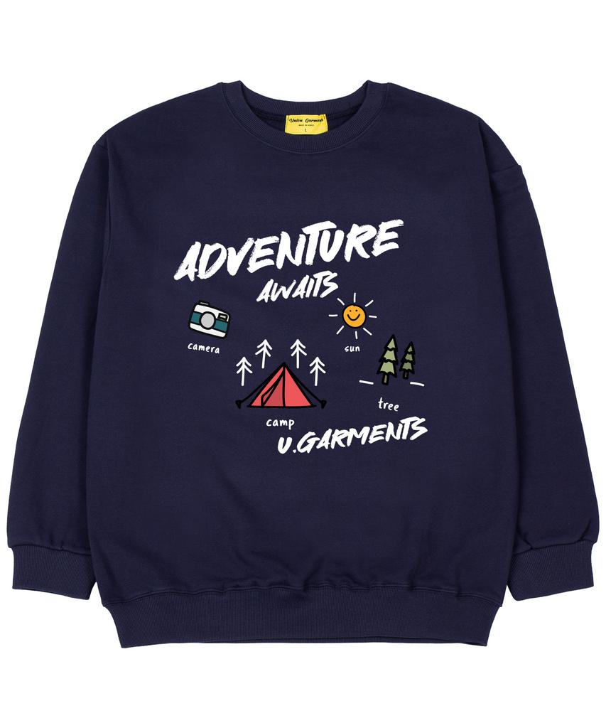 UNION GARMENTS Await Camping Terry Oversized Sweatshirt Navy