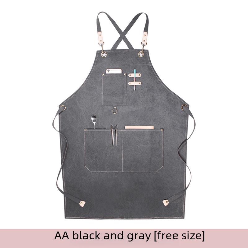 Фартук из холста с цветочным логотипом для молочного чая, выпечки, кухни и парикмахерской - утолщенный, для мужчин и женщин