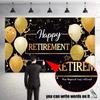Blulu Retirement Party Decorations, Extra Large Fabric Retire Sign Banner Photo Booth Backdrop Background with Rope for Retirement Party Favor(70.8 x