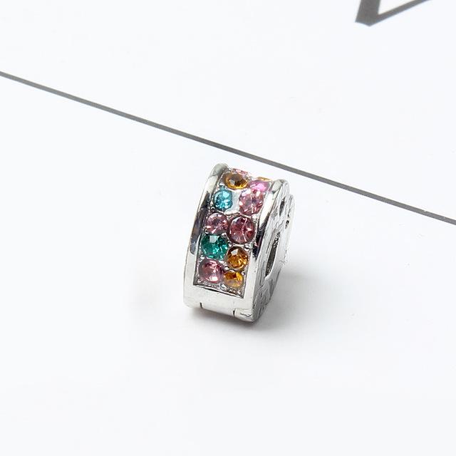 New Original Bead Alloy Love Star Flower Clip Stopper Charm Clear CZ Fit  Bracelet Bangle Necklace DIY Women Jewelry