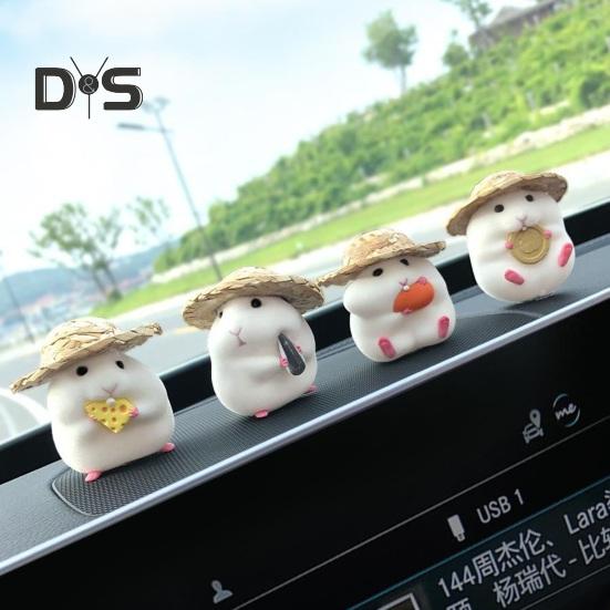 Экологичная скульптура хомяка в соломенной шляпе. Уникальная автоматическая миниатюрная скульптура хомяка-еда.