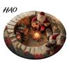 Indoor Festive Area Rug Christmas 3D Rug, Illusion Round Decorative Winter Seasonal Floor Mat, Carpet for Home Living Room Holiday Decoration Decor