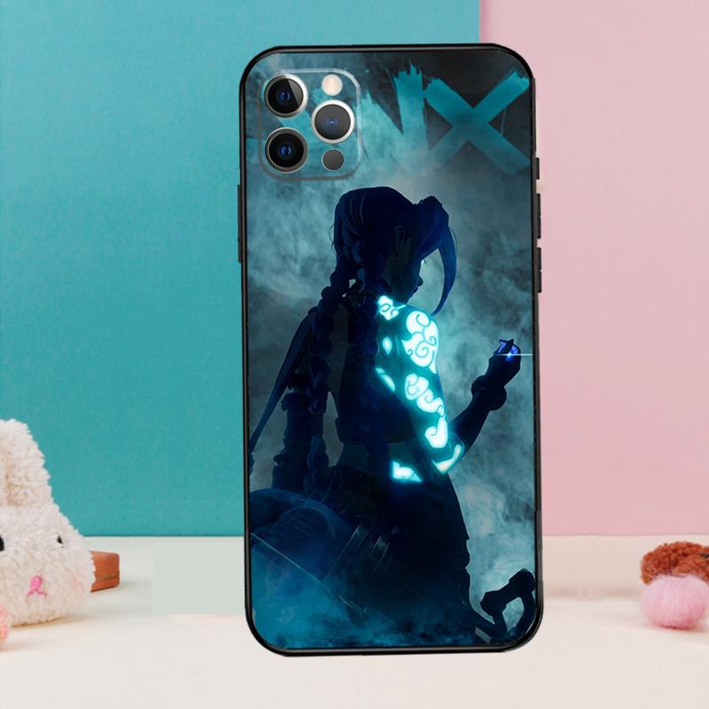 Arcane Jinx Vi Anime Phone Case For iPhone 11 12 13 14 Pro Max X XR XS Plus Silicone Bumper Back Cover