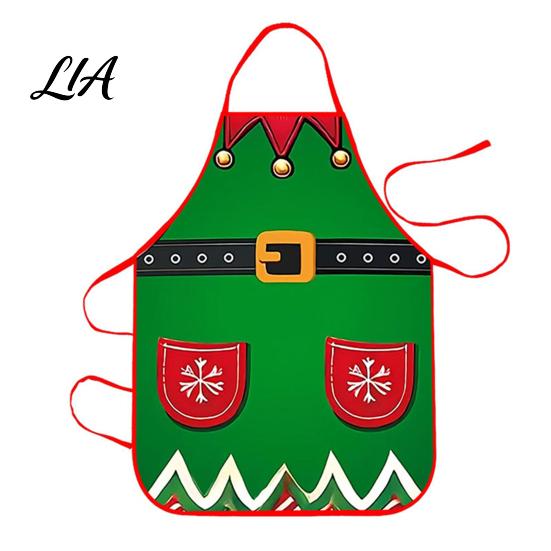 Creative Printed Holiday Apron Christmas Funny Elf Apron, Waterproof Stain Resistant Kitchen Adjustable for Women Neck Strap Cooking BBQ Party Festive