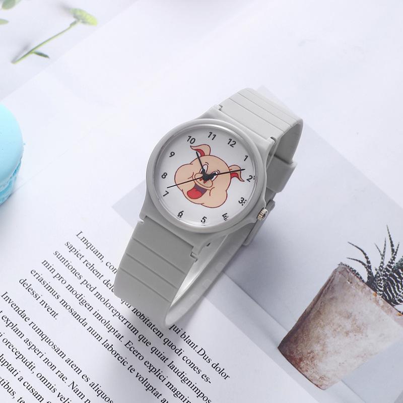 Cartoon Pink Pig Head Piglet Watch Movie Student Waterproof Silicone Quartz Watch