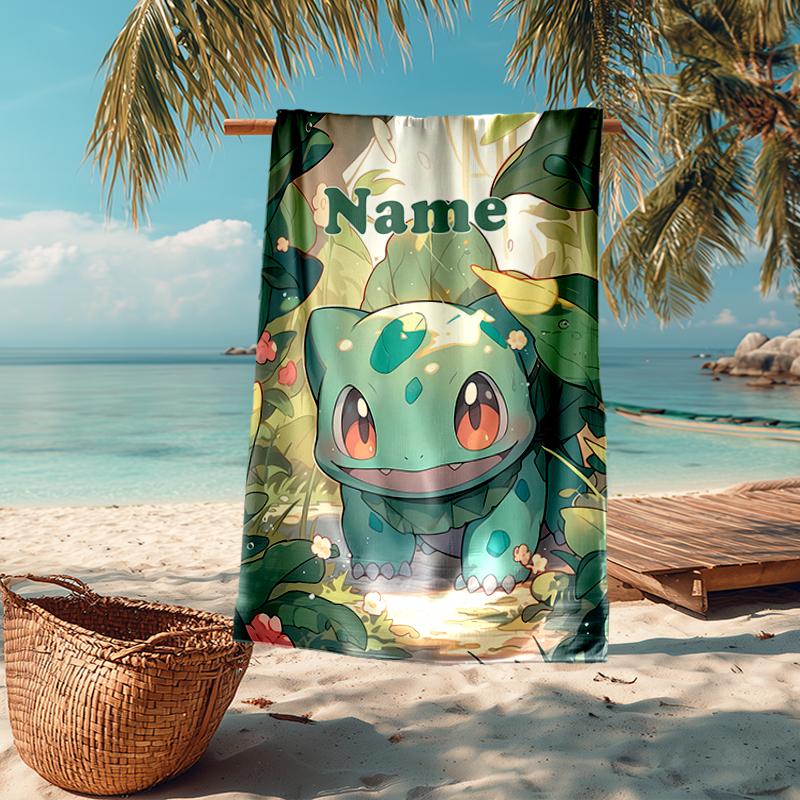 Custom Name Ultra-Soft Beach Towel with Pokémon Theme,Ideal for Pool - Camping, Diving - Perfect Travel Essential, Vibrant Beach Towel.