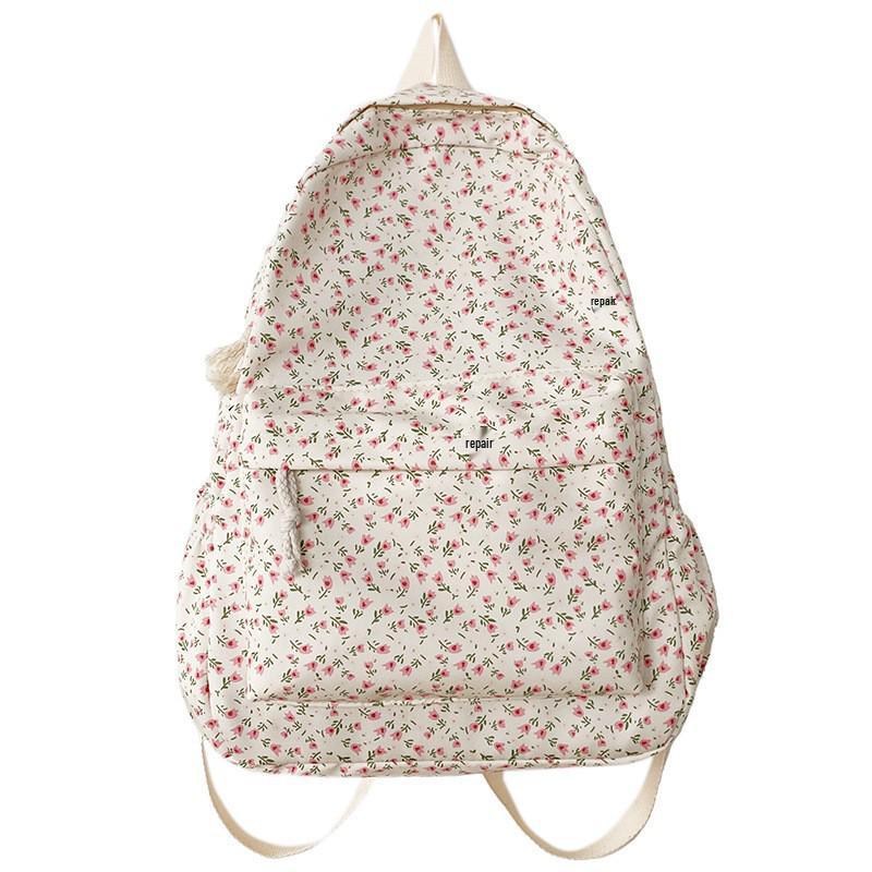 Рюкзак в японском стиле с цветочным принтом для женщин - Принт Харадзюку, Двойные плечевые лямки, Корейская версия, Подходит для учениц средней школы