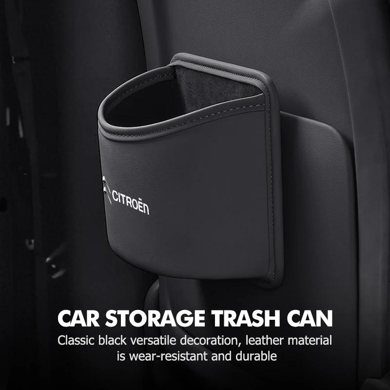 Leather Car Trash Bin Hanging Garbage Dust Case Storage Box For Citroen Grand Berlingo Jumper Celysee Xsara Picasso Aircross