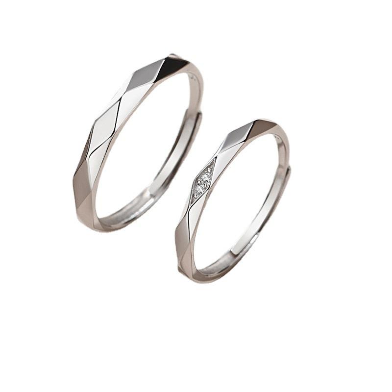 Кольцо для пары в форме ромба Пара мужских и женских колец в корейском стиле, роскошный нишевый дизайн с индивидуальностью, парные кольца