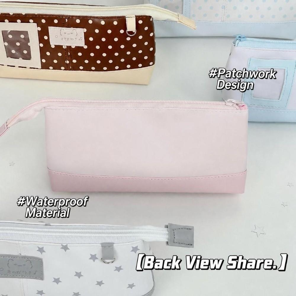 Large Capacity Pen Bag Polka Dot Star Print Stationery Pouch Portable Stationery Bag  Gift