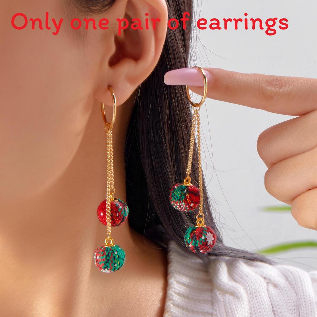 Christmas Theme Alloy Earrings With Suede Tassels Details For Seasonal Wear