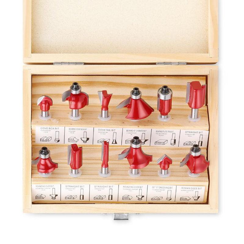 Набор прямых фрез с хвостовиком 1/4 дюйма для деревообработки, режущих фрез из карбида вольфрама