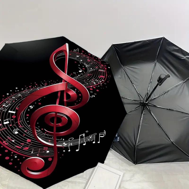 1PC Music Note Umbrella-8-Rib Reinforced, Automatic Open, Lightweight & Durable, Cute Fashion Accessory for Outdoor-T384