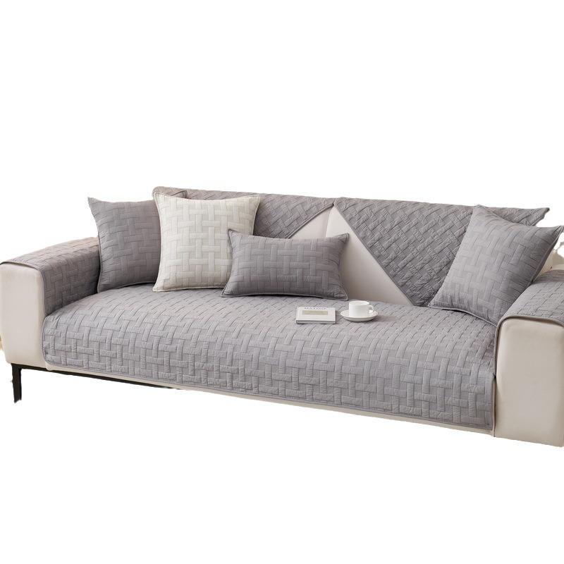 Sofa cushion pure cotton four-season non-slip fabric solid color Nordic simple cotton seat cushion leather sofa cover towel cover universal