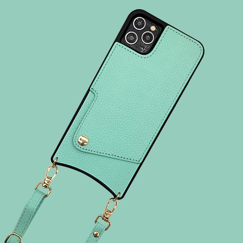 Чехол-чехол Crossbody Lanyard Leather Case для Apple 16 Pro Max — дизайн «рыбий хвост», защита от падений