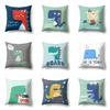 Geometric Dinosaur Pattern Polyester Single-sided Pillowcase Home Sofa Pillowcase Living Room Bedroom Cushion Cover