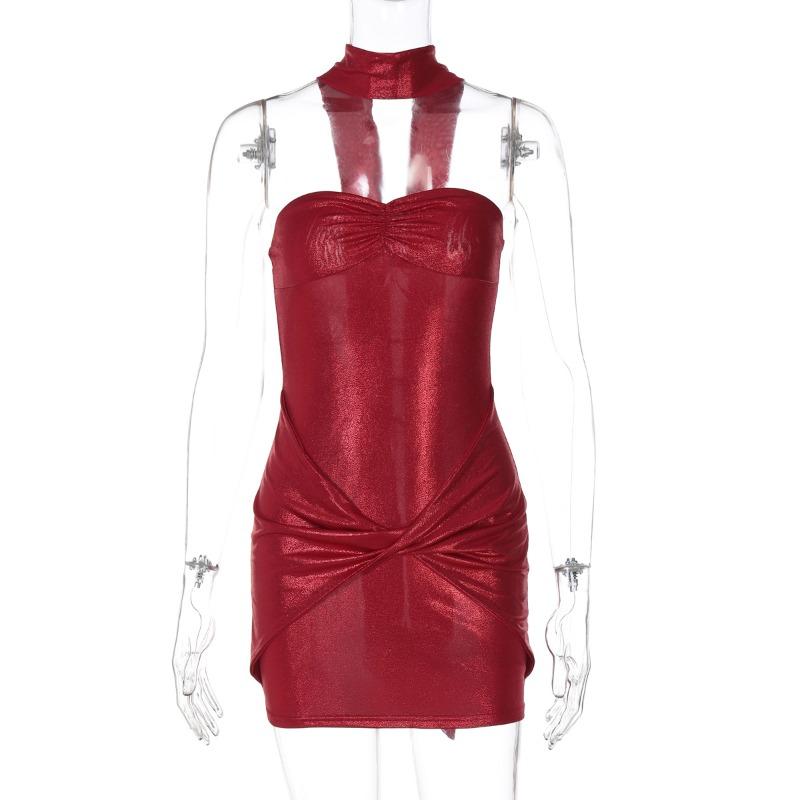 Ночное шоу сексуальное V-образным вырезом с глубоким вырезом чистое желание вытереть грудь тонкое похудение сумка ягодицы платье женщины