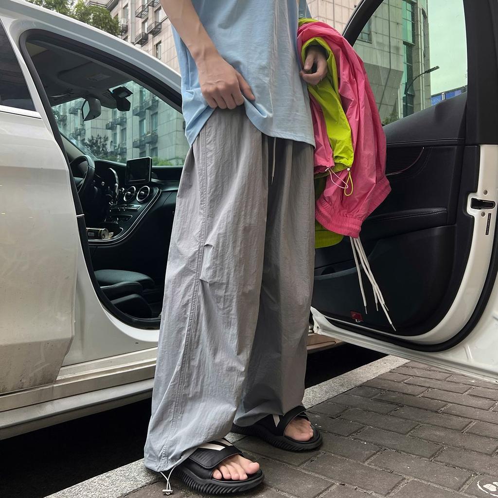 Мужская одежда Y2K, зеленые летние спортивные штаны большого размера, широкие брюки-карго из ледяного шелка, быстросохнущие спортивные штаны, спортивные штаны, брюки женские, корейские, 2023