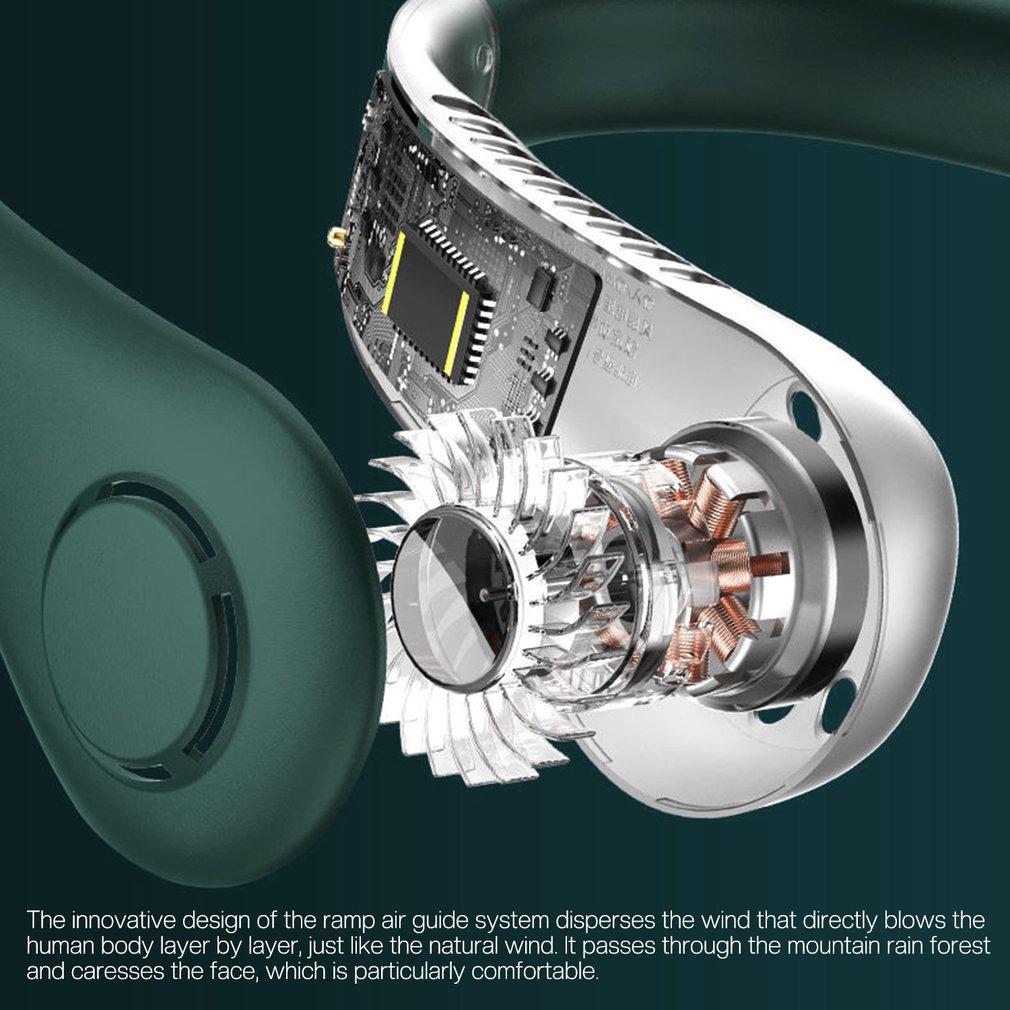 Новые портативные безлопастные подвесные вентиляторы, перезаряжаемые через USB, безлистный мини-вентилятор для шеи, охлаждающий кондиционер, носимые вентиляторы с шейным ремешком