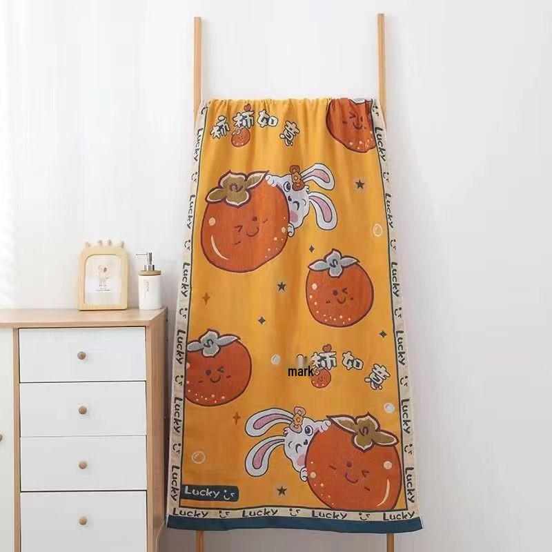 Extra Large Cotton Gauze Cartoon Bath Towel - Soft, Quick-Drying for Adults & Kids
