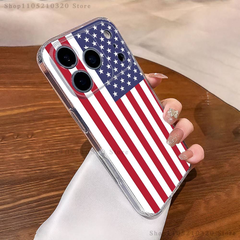 Чехол для телефона Флаг США Америка Для iPhone 17,16,11,15,13,14,12,Air,Mini,Plus,Pro,Max,Plus,E Прозрачный Мягкий чехол