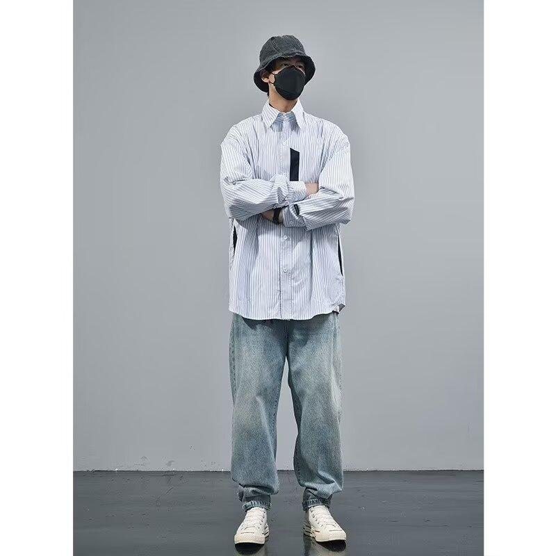 2024 Letter Long Sleeve Shirt Japanese Hong Kong Style Ins Loose Shirt Boys Summer Trendy Versatile Casual Coat