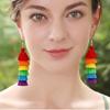 Rainbow Layered Long Drop Dangle Earrings Lightweight Trendy Pride Jewelry  Gift