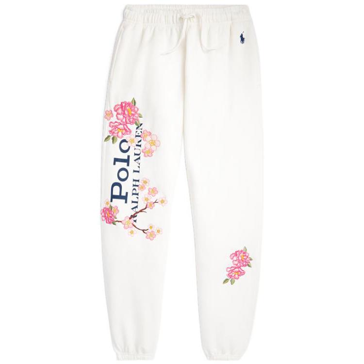 Polo Ralph Lauren SS23 Лунная Серия Цветочный Логотип-Буква Принт Флисовый Вязаный Спортивные Штаны Женские Низ Белый WMPOPNTNBQ20148-100