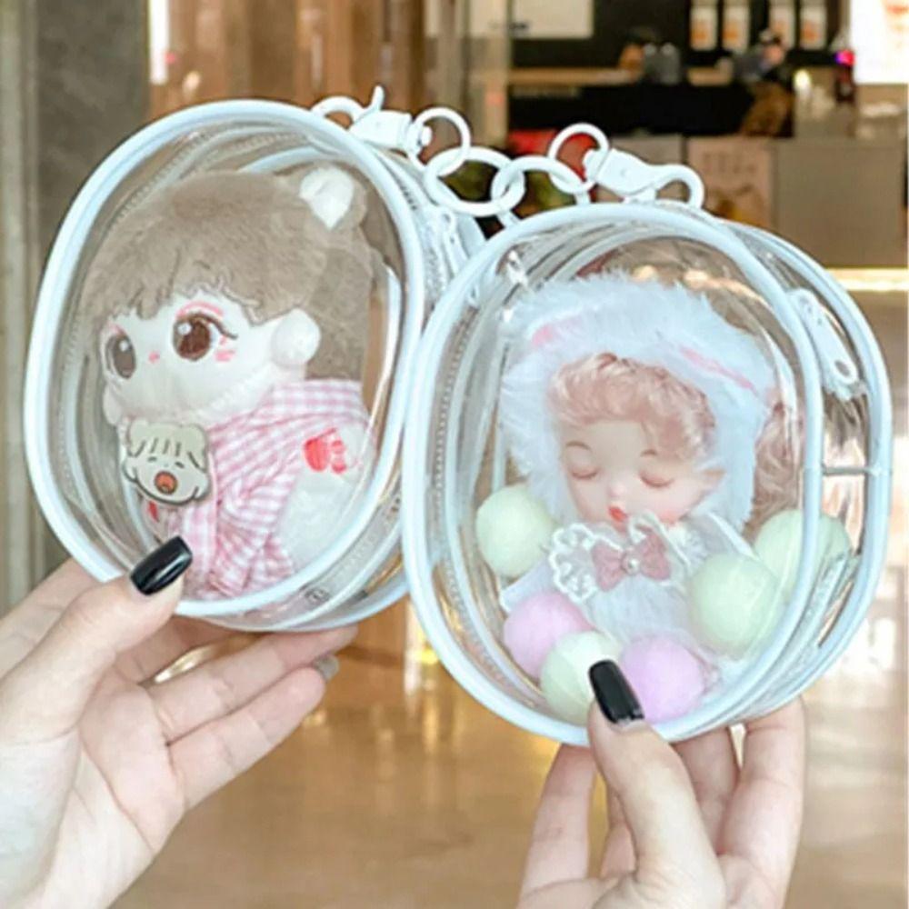 PVC Cotton Doll Display Bag with Keychain Cotton Doll Storage Bag Outdoor