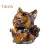 Natural Stone Nine-tailed Fox Figurine Positive Healing Energy Hand-carved Colorful Faux Crystal Love Heart Animal Statue Desktop Decoration Ornament